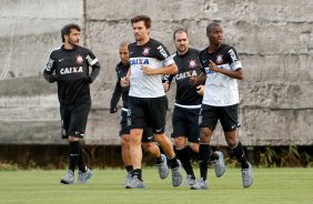 Jogadores durante treino do Corinthians realizado no CT Joaquim Grava