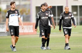 Jogadores durante treino do Corinthians realizado no CT Joaquim Grava