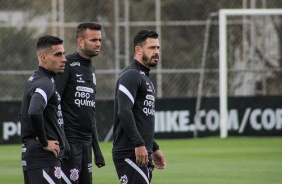 Gabriel, Luan e Giuliano no ltimo treino do Corinthians antes do jogo contra o Grmio