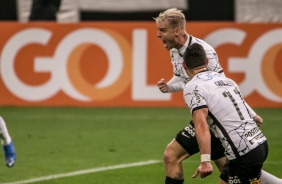 Rger Guedes anotou o gol do Corinthians no duelo contra o Palmeiras, na Neo Qumica Arena