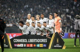 Elenco do Corinthians antes do jogo contra o Boca Juniors