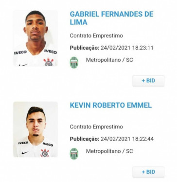 Gabriel Lima, que j esteve emprestado ao Figueirense, e Kevin Emmel, j apareceram no BID como jogadores do Metropolitano (SC)