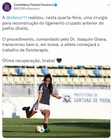 Corinthians informou a cirurgia de Ellen