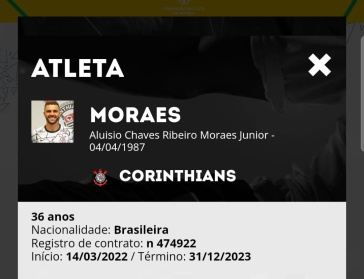 Jnior Moraes segue registrado como jogador do Corinthians no BID da CBF aps 62 dias da ao na Justia e do acordo recente entre as partes